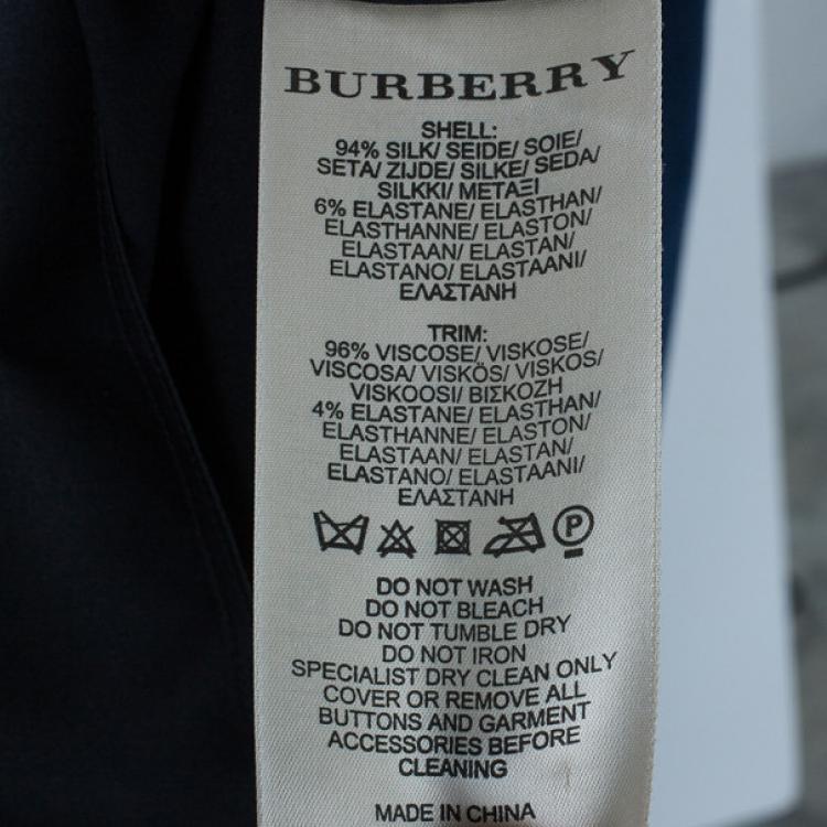 Pre Owned Burberry Silk Long Sleeved Yolk Gathered Top M