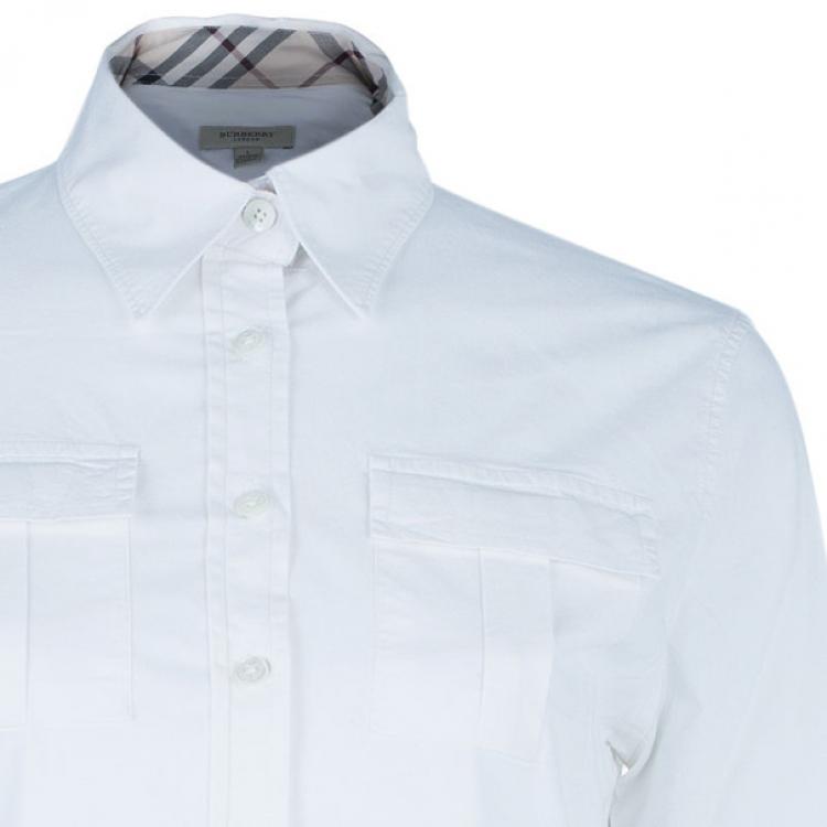 Pre Owned Burberry White Classic Button Down Shirt L