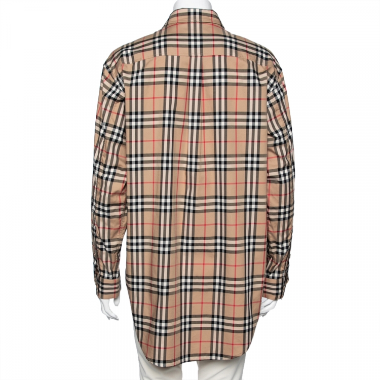 مملوكة مسبقًا Burberry Beige Vintage Check Cotton Oversized Shirt S