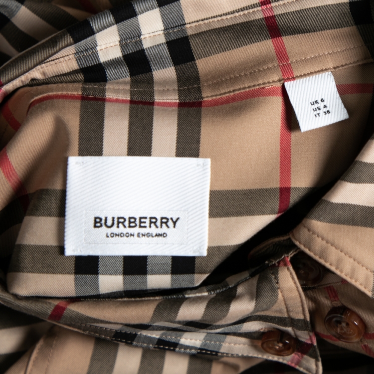 مملوكة مسبقًا Burberry Beige Vintage Check Cotton Oversized Shirt S