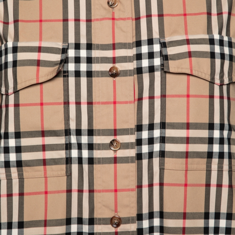 مملوكة مسبقًا Burberry Beige Vintage Check Cotton Oversized Shirt S