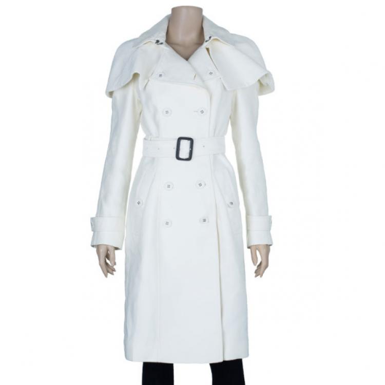 Pre Owned Burberry Prorsum White Capelet Trench Coat S