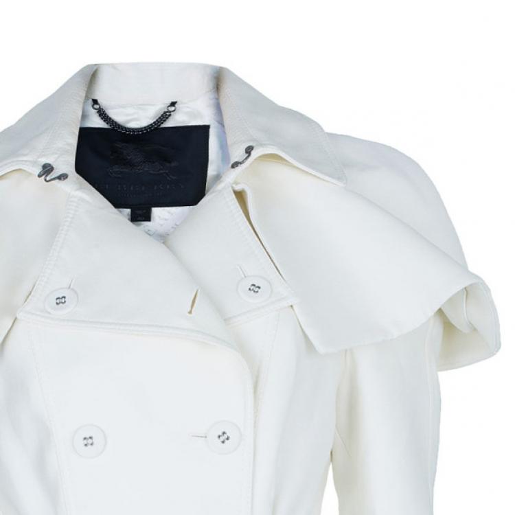 Pre Owned Burberry Prorsum White Capelet Trench Coat S