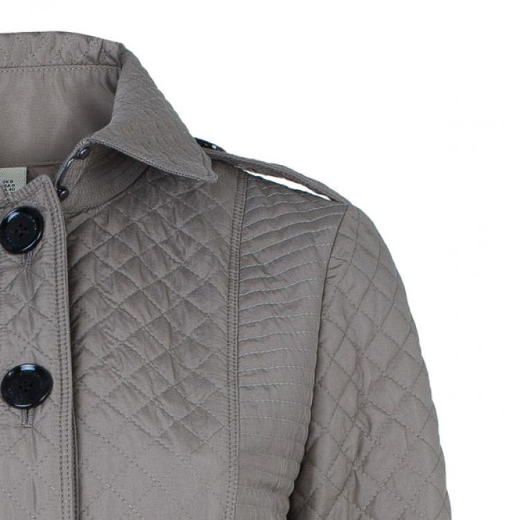 Pre Owned Burberry Taupe Quilted Trench Coat S