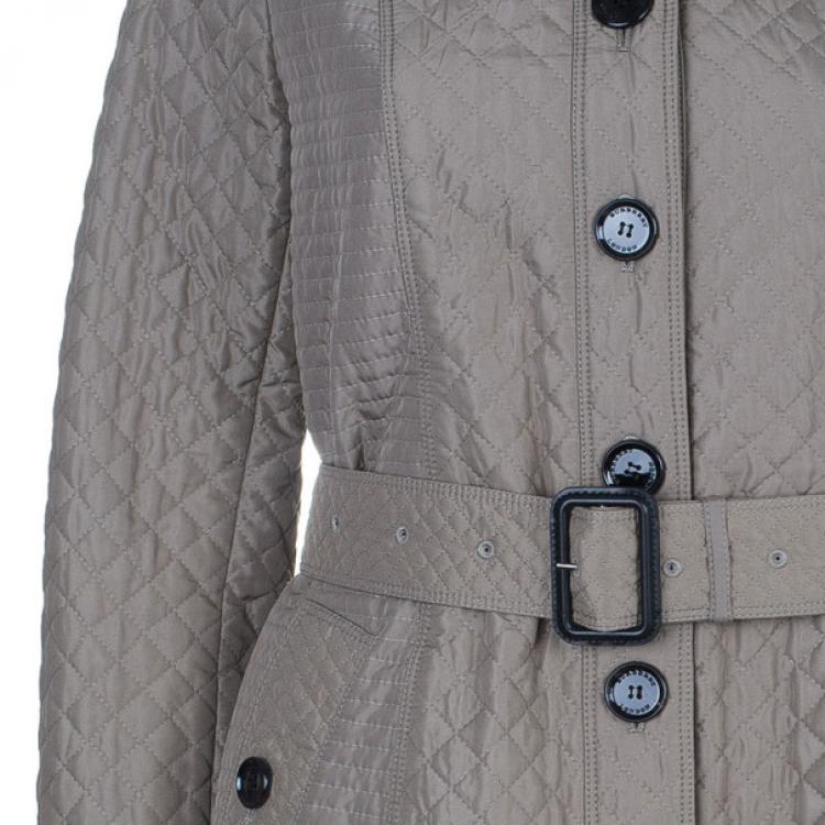 Pre Owned Burberry Taupe Quilted Trench Coat S