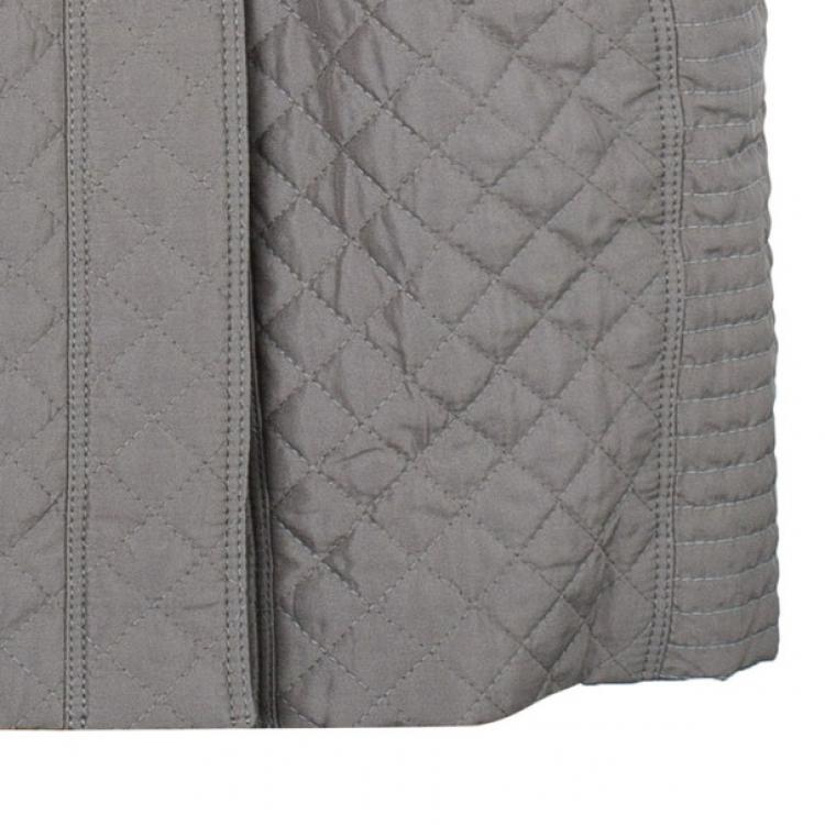 Pre Owned Burberry Taupe Quilted Trench Coat S