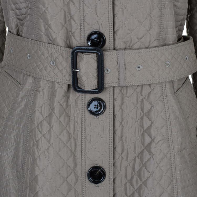 Pre Owned Burberry Taupe Quilted Trench Coat S