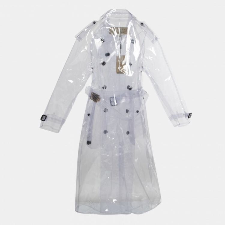 Burberry Transparent PVC Double Breasted Belted Trench Coat M Burberry | TLC