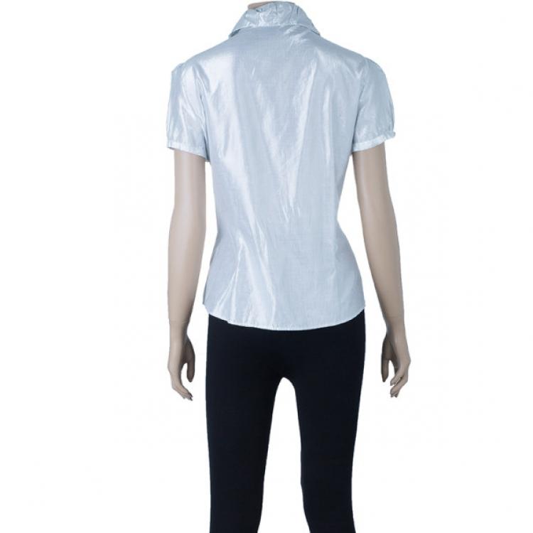 Pre Owned Burberry Silver Short Sleeve Shirt M