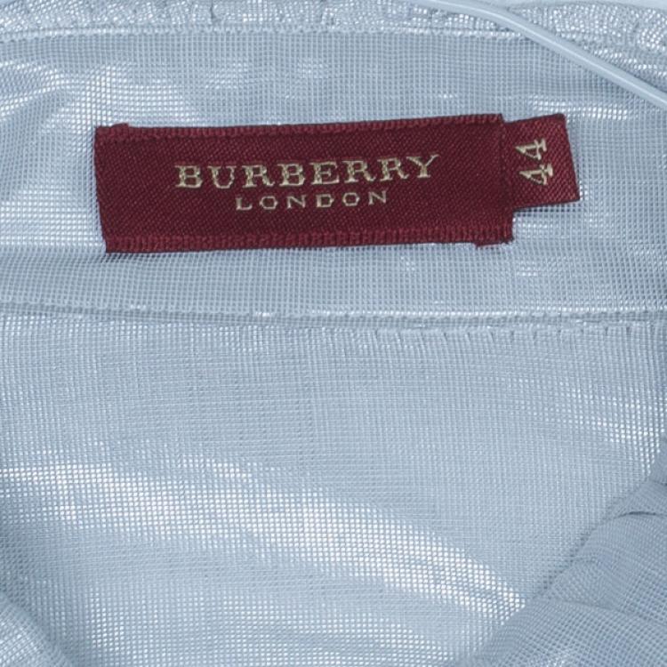 Pre Owned Burberry Silver Short Sleeve Shirt M