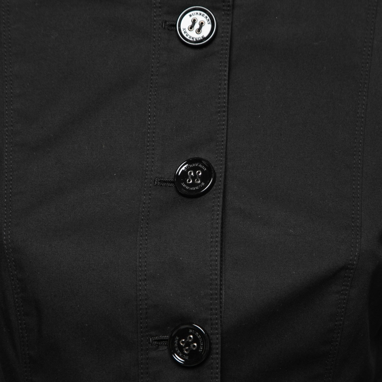 Pre Owned Burberry Black Cotton Button Front Jacket S