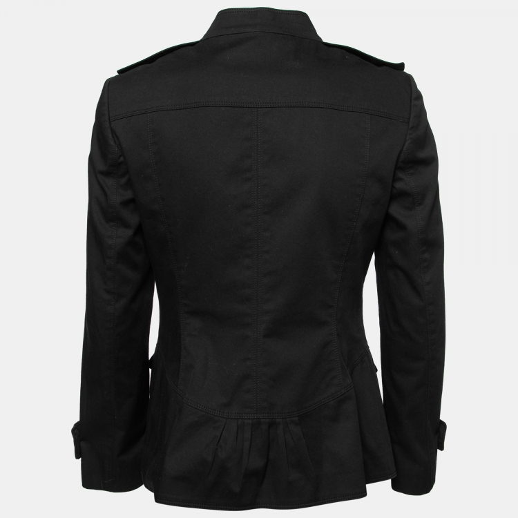 Pre Owned Burberry Black Cotton Button Front Jacket S