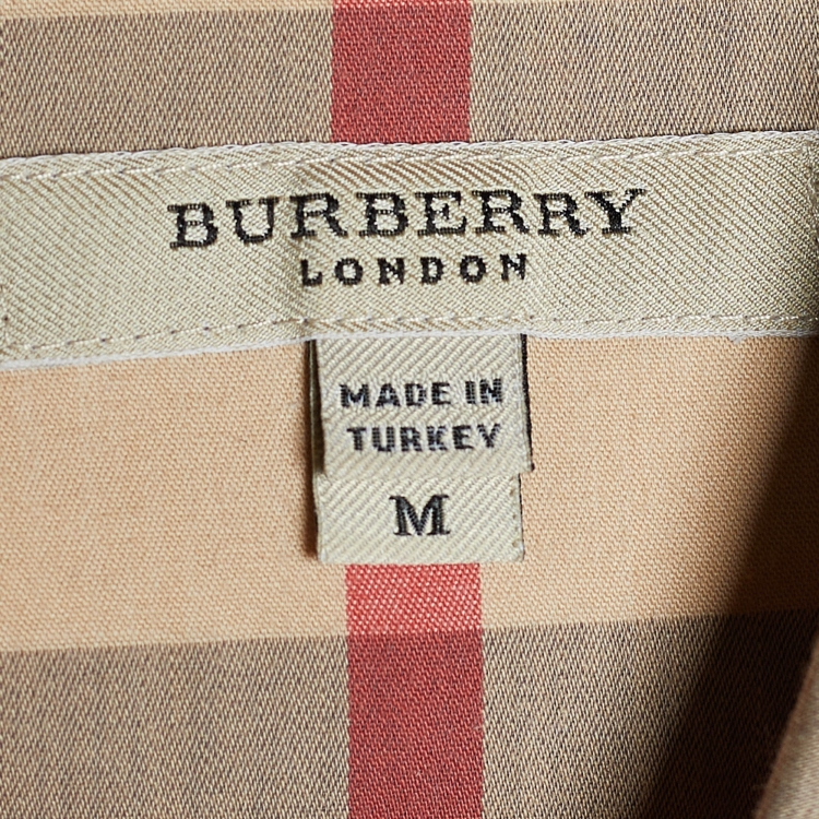 Pre Owned Burberry Beige Novacheck Stretch Cotton Button Front Shirt M