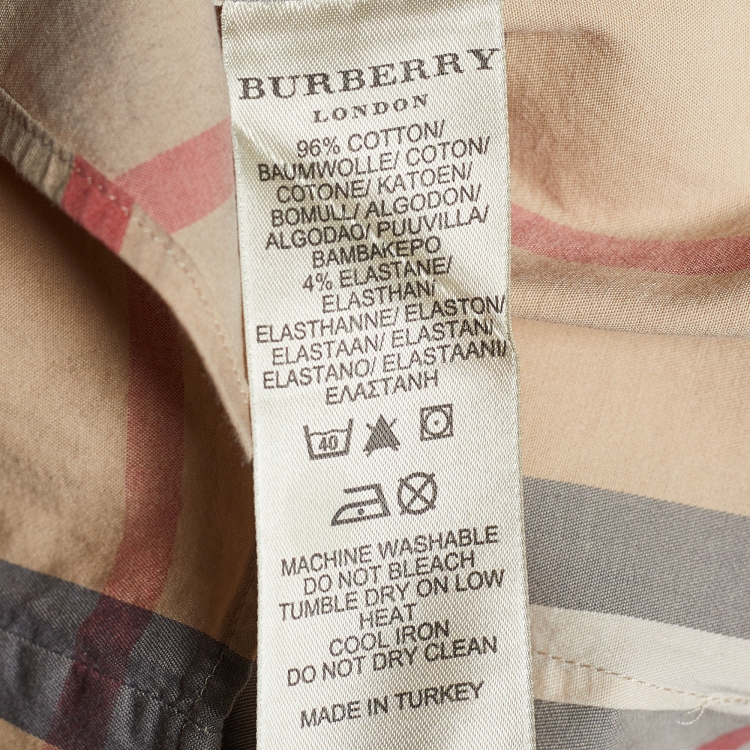 Pre Owned Burberry Beige Novacheck Stretch Cotton Button Front Shirt M