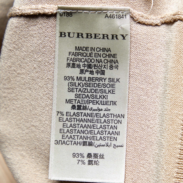 Pre Owned Burberry Beige Silk Knit Rib Detail Button Front Cardigan XS