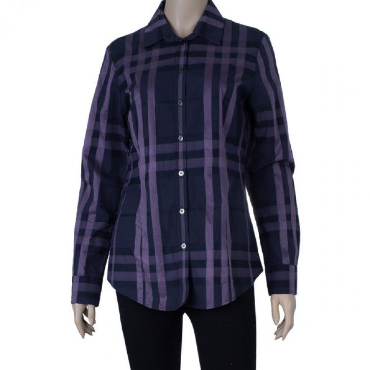 Pre Owned Burberry Purple Nova Check Shirt S