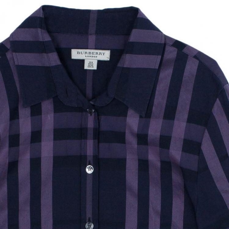 Pre Owned Burberry Purple Nova Check Shirt S