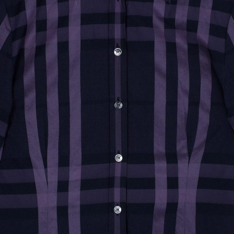 Pre Owned Burberry Purple Nova Check Shirt S