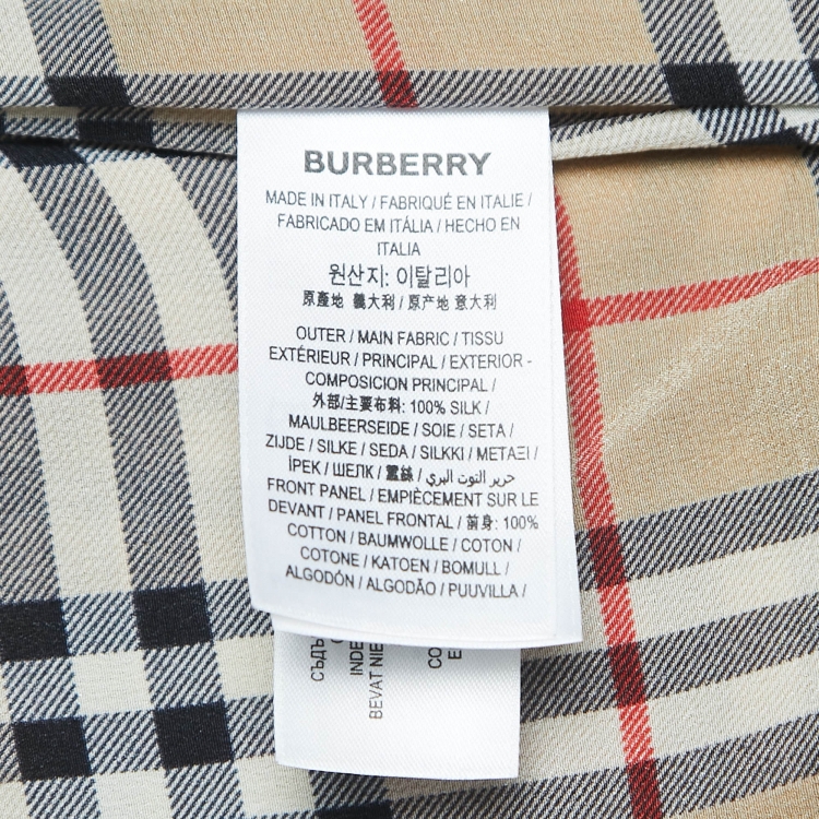 Pre Owned Burberry Beige Vintage Checked Wrap Sleeve Shirt Dress M