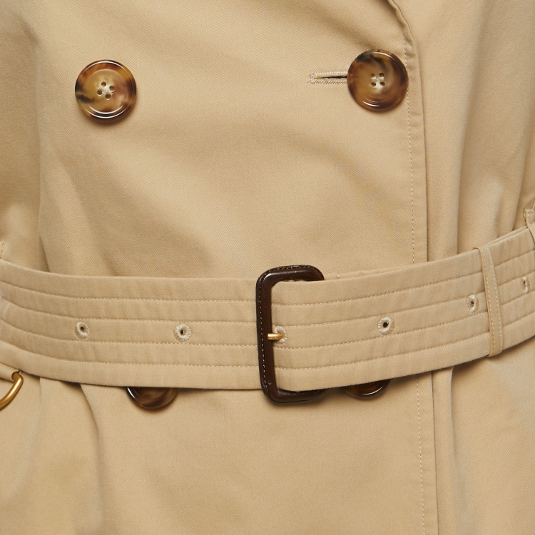 Pre Owned Burberry Beige Cotton The Short Islington Trench Coat S