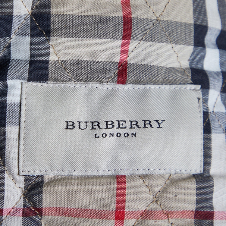 Pre Owned Burberry Black Quilted Zip Up Belted Jacket S