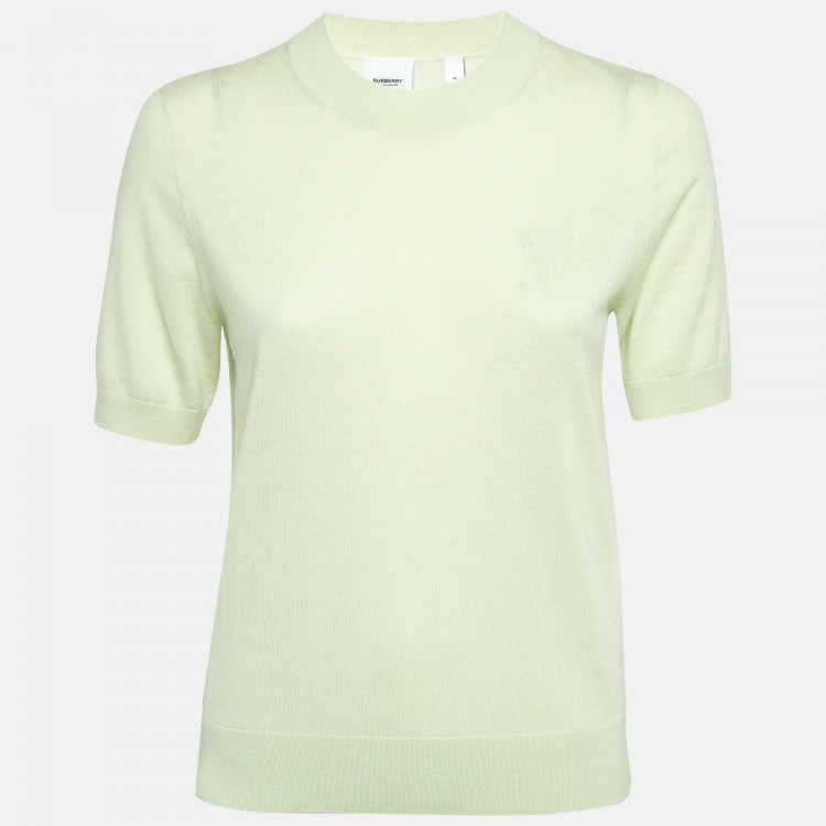 Pre Owned Burberry Pastel Green Cashmere Crew Neck Sweater M
