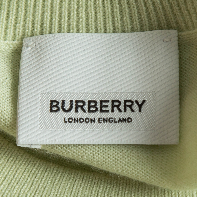 Pre Owned Burberry Pastel Green Cashmere Crew Neck Sweater M