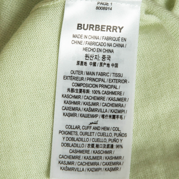 Pre Owned Burberry Pastel Green Cashmere Crew Neck Sweater M
