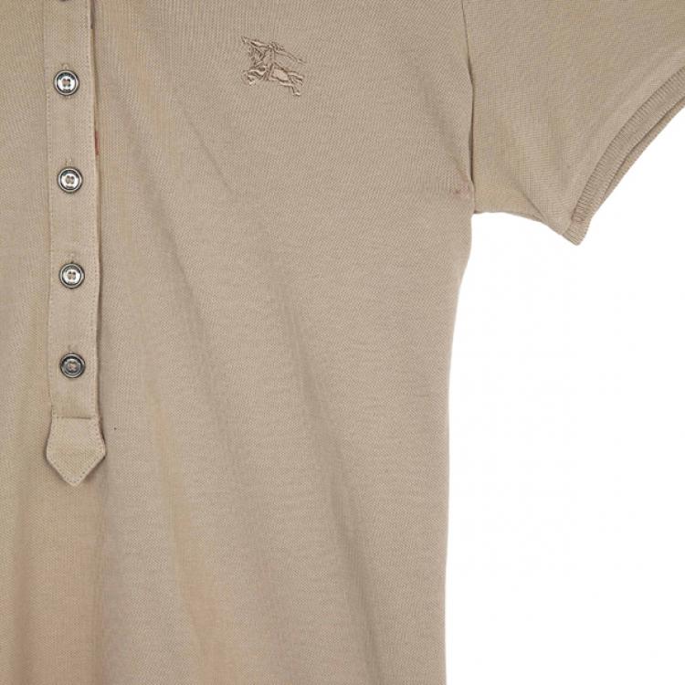 مملوكة مسبقًا Burberry Cream Check Placket Polo Shirt L