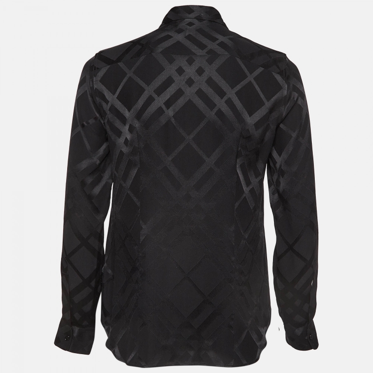 Pre Owned Burberry Black Check Pattern Silk Shirt S