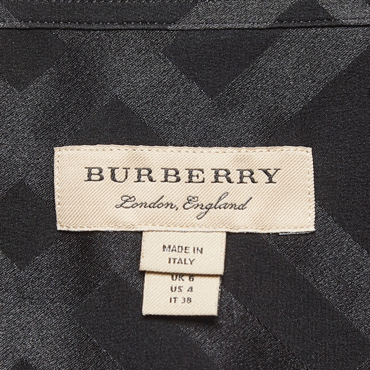 Pre Owned Burberry Black Check Pattern Silk Shirt S