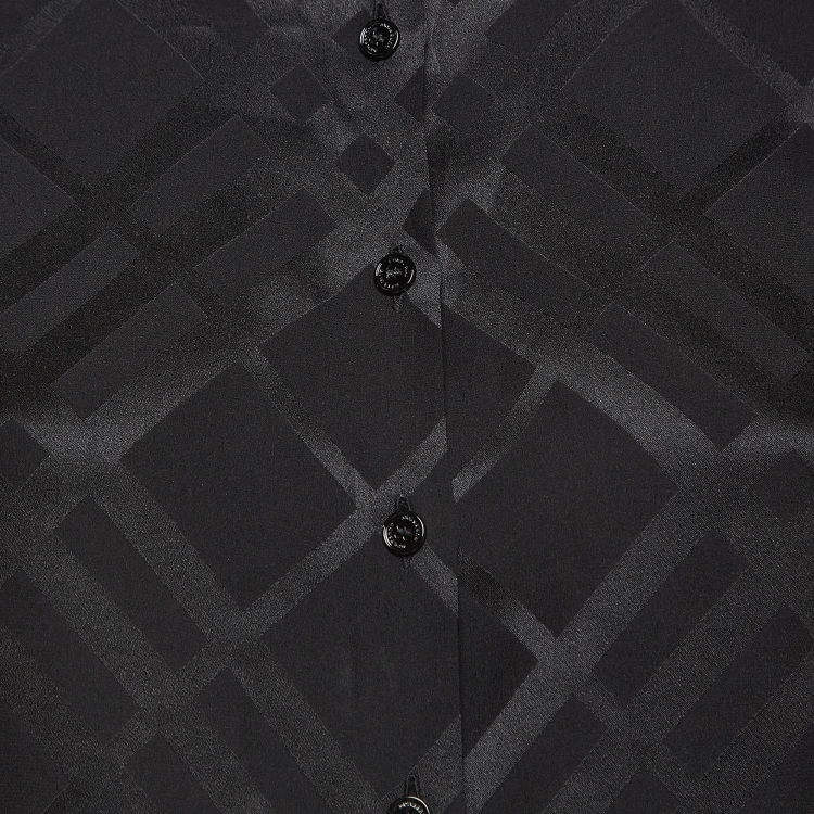 Pre Owned Burberry Black Check Pattern Silk Shirt S