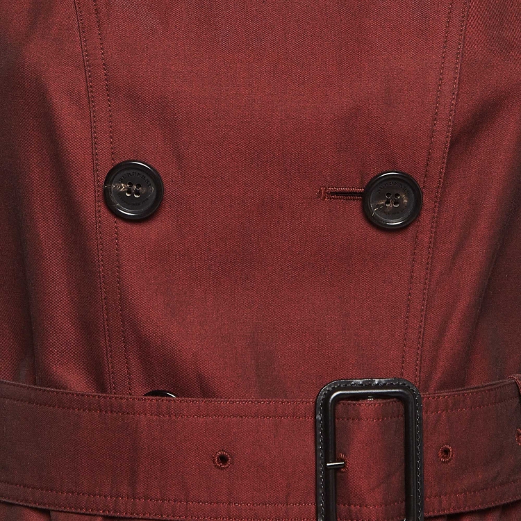 مملوكة مسبقًا Burberry Burgundy Cotton Double Breasted Trench Coat S