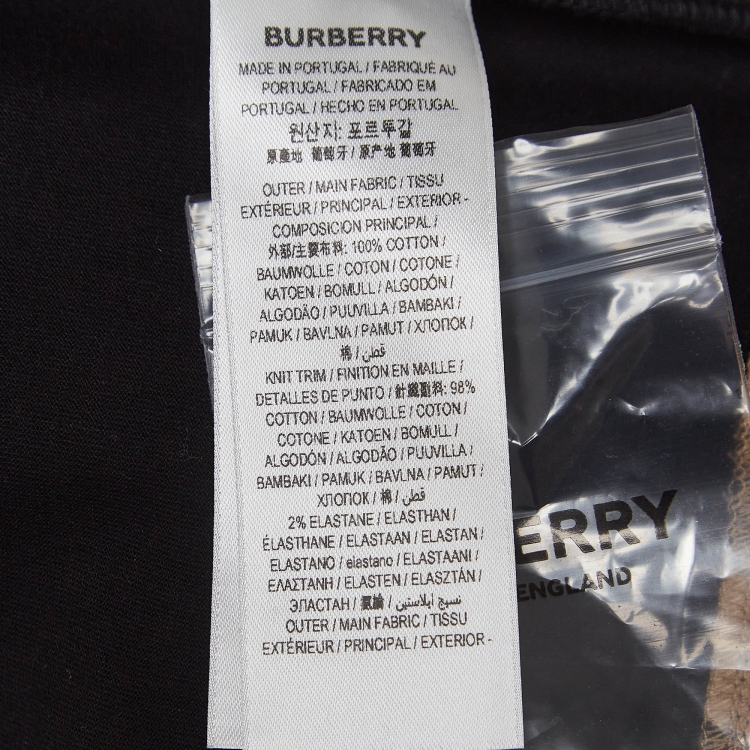 Pre Owned Burberry Black Cotton Knit Tartan Panel Oversized T-shirt Dress L