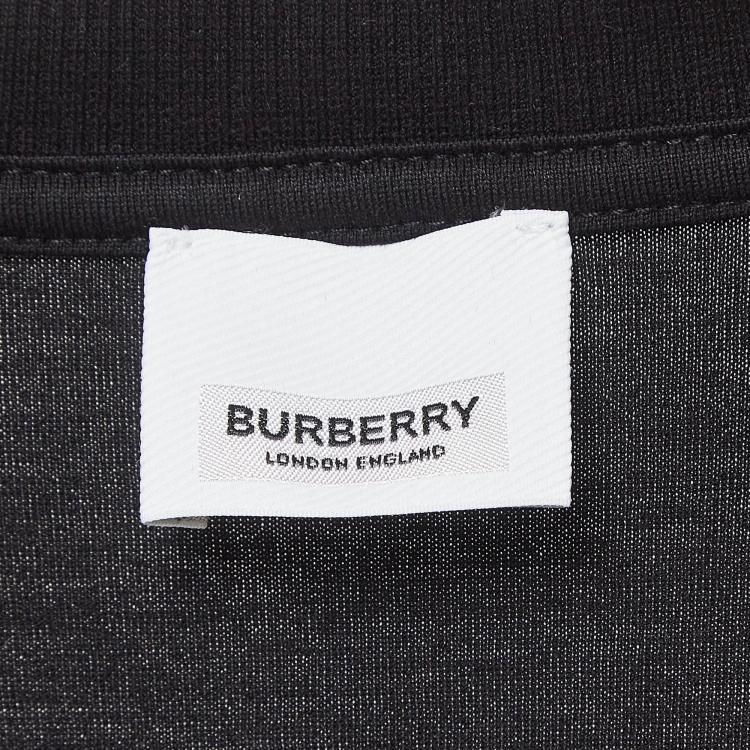 Pre Owned Burberry Black Cotton Knit Tartan Panel Oversized T-shirt Dress L
