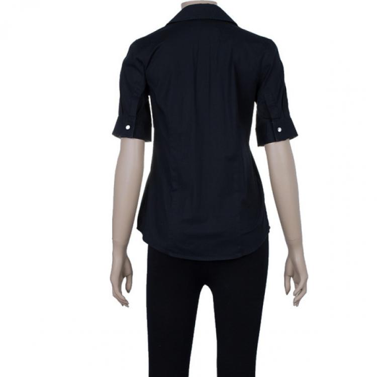 Pre Owned Burberry Black Short Sleeve Shirt XS