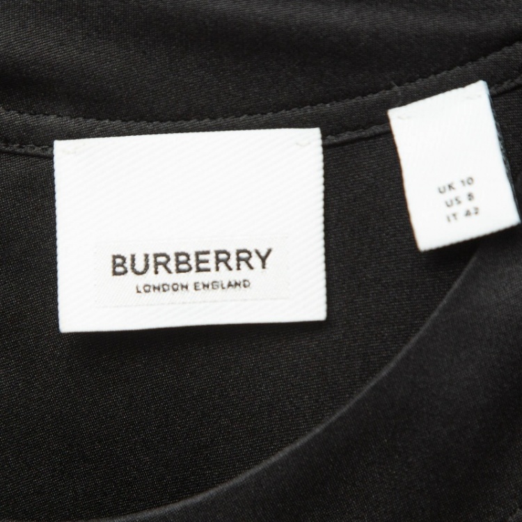 Pre Owned Burberry Black Silk Stud Embellished Belted Short Dress M