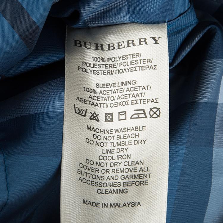 Pre Owned Burberry Brit Blue Checked Double Breasted Belted Trench Coat S