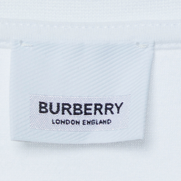Pre Owned Burberry White Cotton Botanical Sketch Appliqued T-Shirt XS