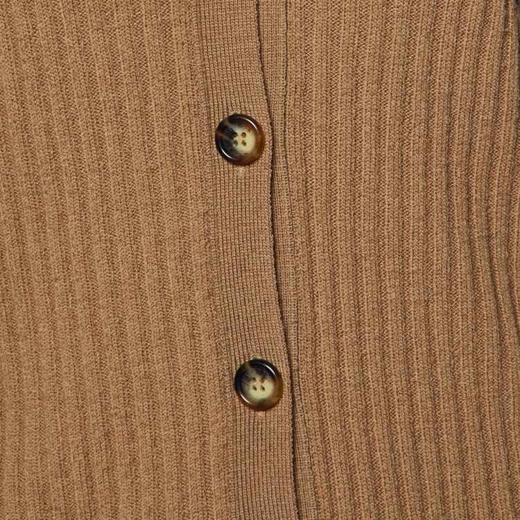 Pre Owned Burberry Brown Merino Wool Rib Knit Button Front Cardigan M