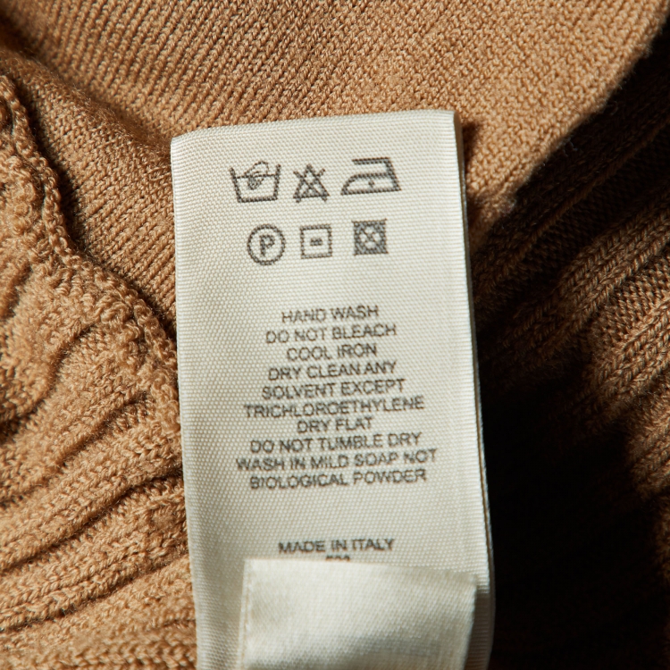 Pre Owned Burberry Brown Merino Wool Rib Knit Button Front Cardigan M