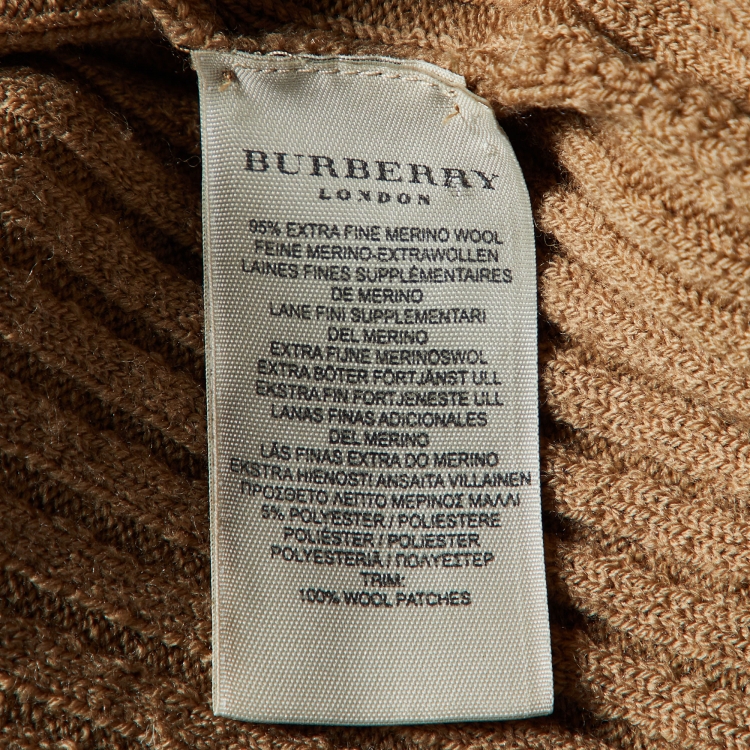 Pre Owned Burberry Brown Merino Wool Rib Knit Button Front Cardigan M