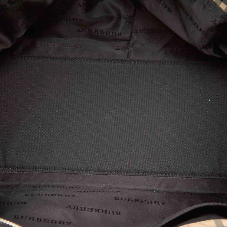 Pre Owned Burberry Black Nylon Leather Travel Bag