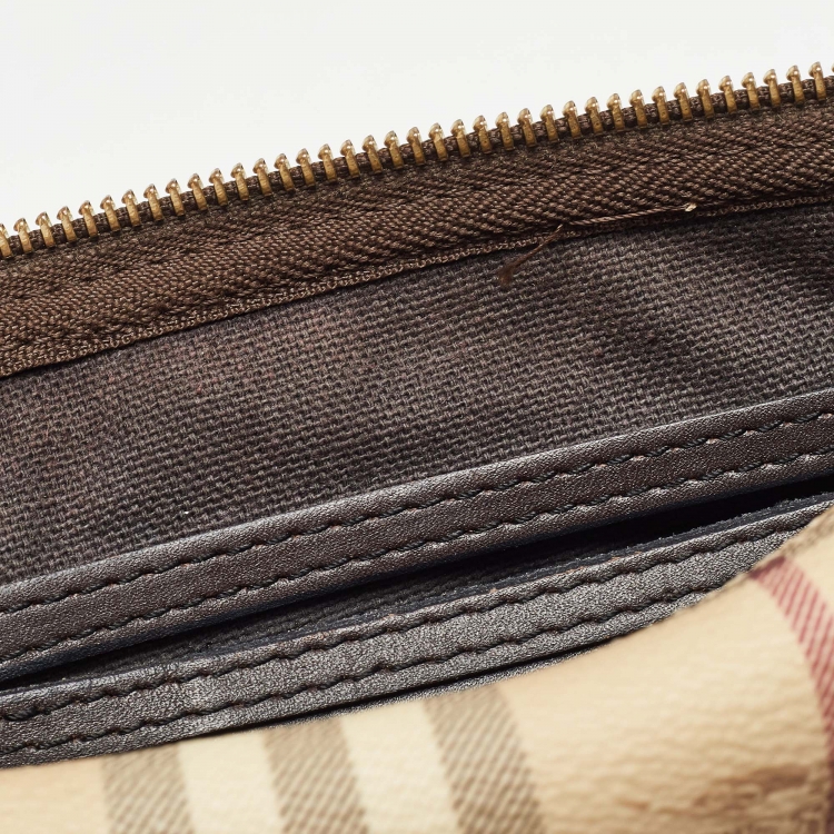 Pre Owned Burberry Beige Haymarket Coated Canvas Chester Bowler Bag