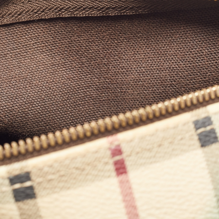 Pre Owned Burberry Beige Haymarket Coated Canvas Chester Bowler Bag