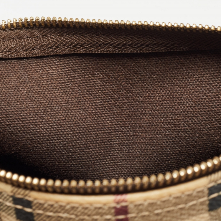 Pre Owned Burberry Beige Haymarket Coated Canvas Chester Bowler Bag