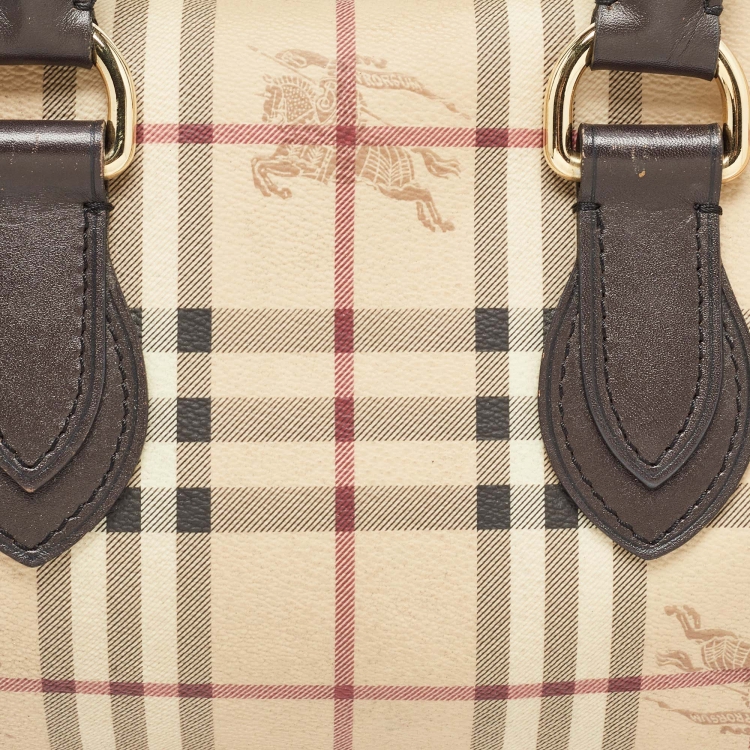 Pre Owned Burberry Beige Haymarket Coated Canvas Chester Bowler Bag