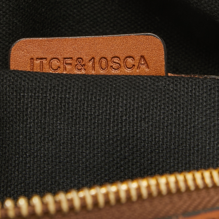 Pre Owned Burberry Brown Ochre House Check Fabric Medium Sactorial Alchester Bowler Bag