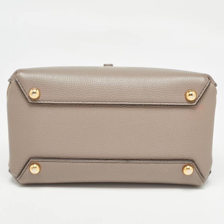 Pre Owned Burberry Beige House Check Fabric and Leather Mini Banner Tote