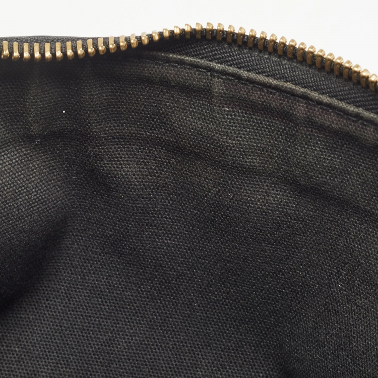 Pre Owned Burberry Black/Beige House Check Canvas and Leather Abbingdon Clutch Bag